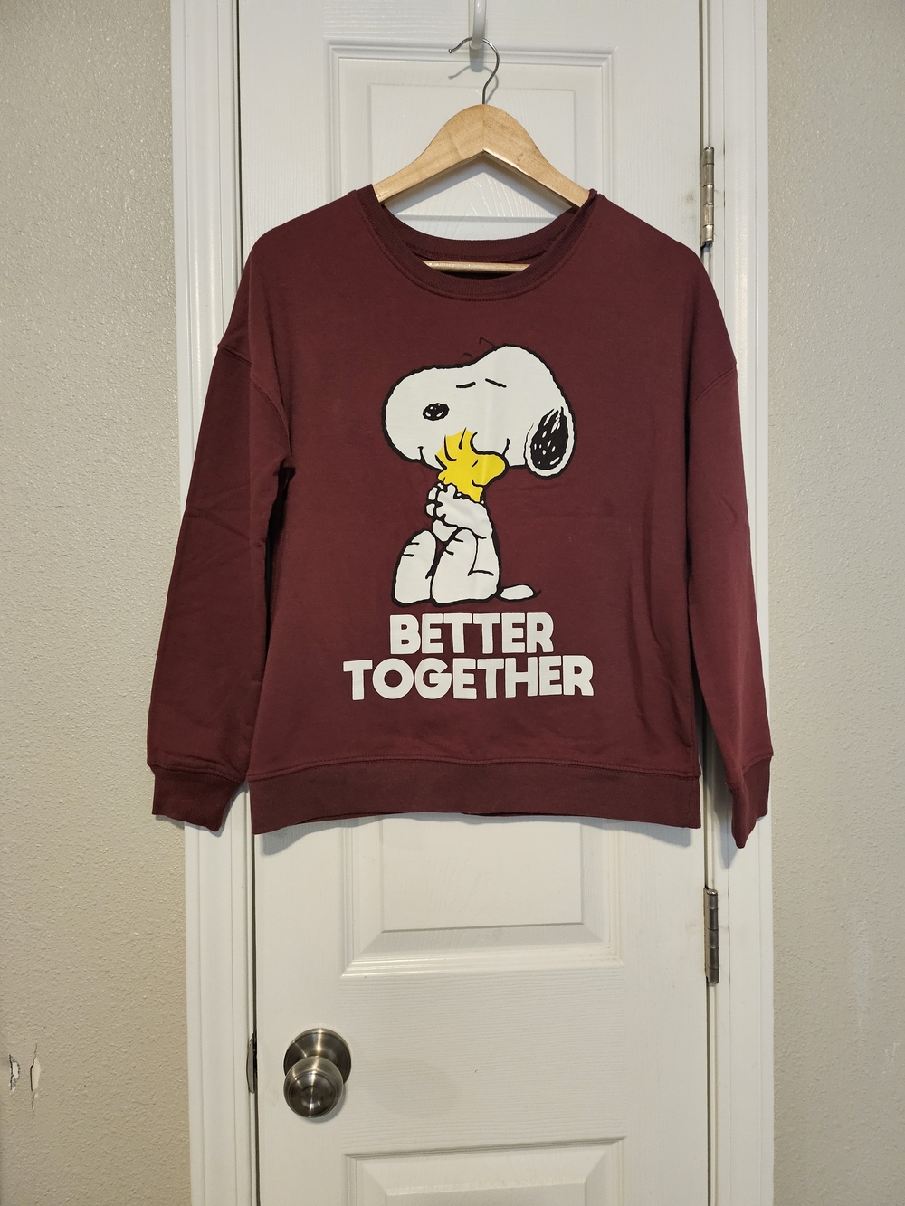 Peanuts Maroon Crewneck with White Logo